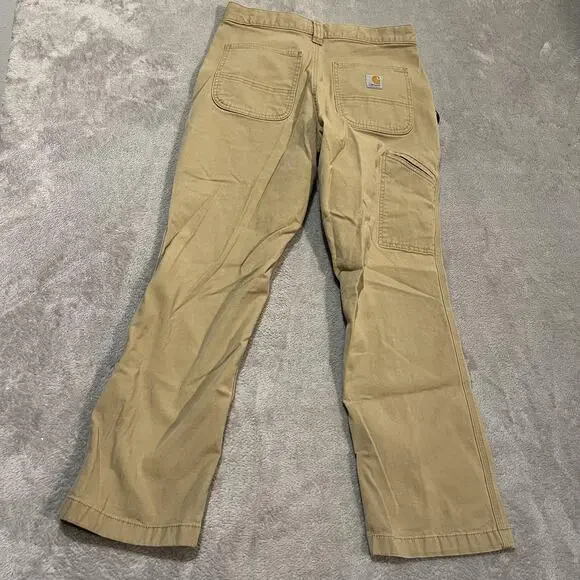Carhartt Work Pants Mens 30x28 Khaki Rugged Flex Relaxed Fit Canvas Utility - Picture 6 of 9